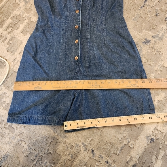Boston Proper Denim Sleeveless Collared Button Front Romper. Size 6. Pockets. - Picture 7 of 15